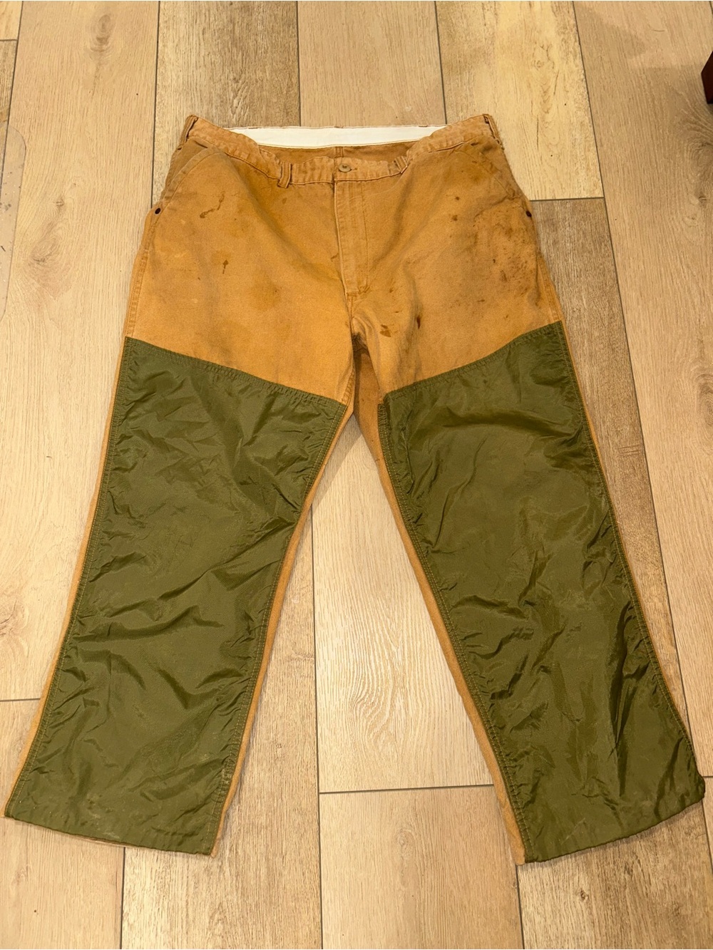 Vintage SafTbak Tan Canvas Brush/Briar Guard Hunting Pants Size 40x27 USA Made